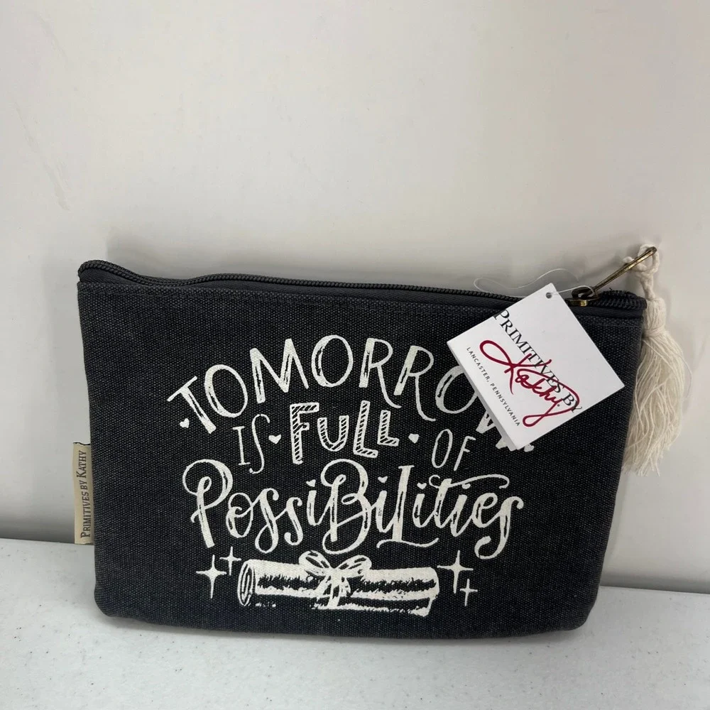 Primitives by Kathy Tomorrow is Full of Possibilities Cotton Zipper Pouch 107018